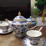 Blue White Coffee Set Bone China English Tea Set photo review