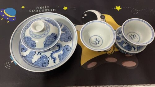 Click to view full screen Jingdezhen Chinese Dragon Gaiwan Tea Set Porcelain photo review