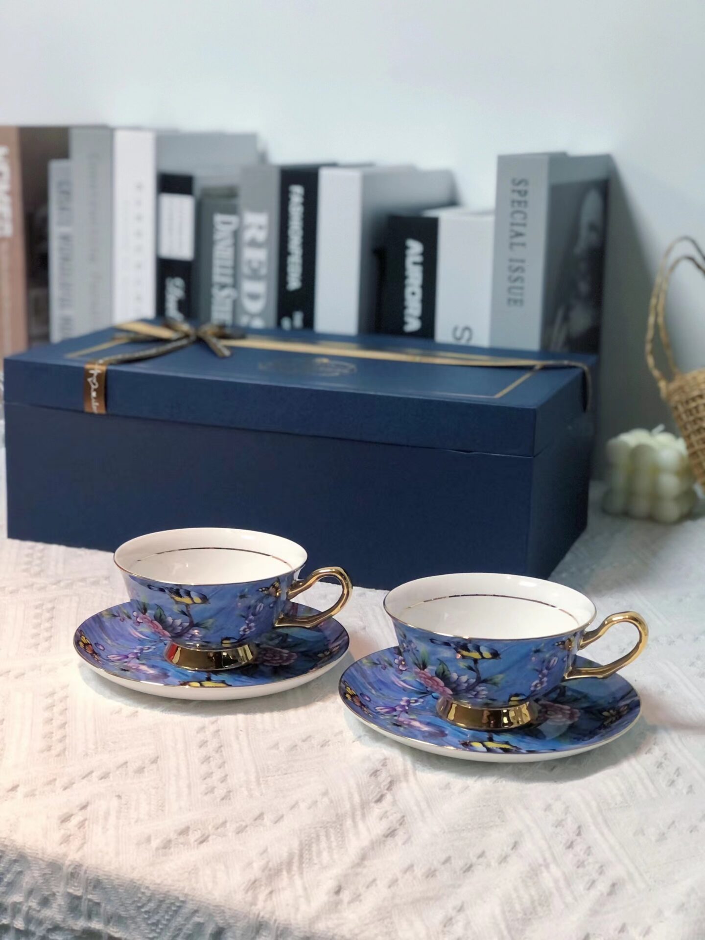Bird Tea Cup and Saucer Set Bone China Blue photo review