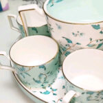 Green Leaf Tea Set Porcelain Teapot Set with Tray photo review