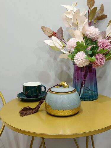 Click to view full screen Chinese Waves Tea Caddy Loose Tea Tin Storage Canister photo review