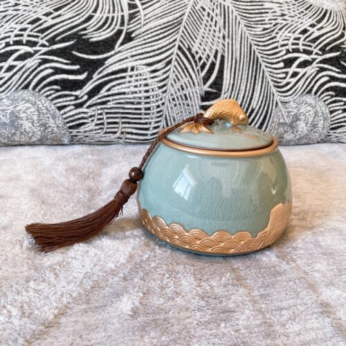Click to view full screen Chinese Waves Tea Caddy Loose Tea Tin Storage Canister photo review