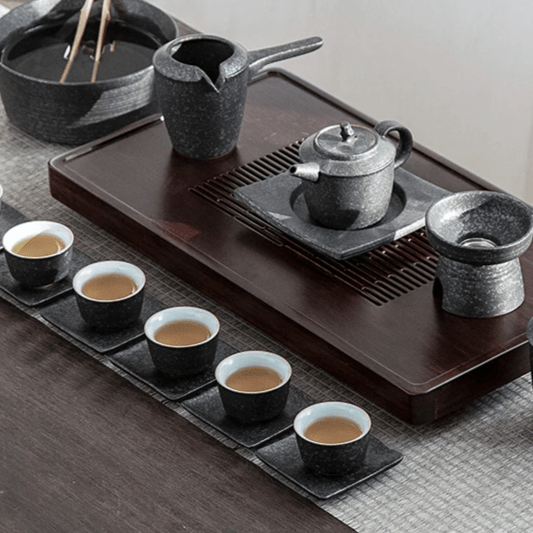 GUANYI Charms Porcelain Chinese Kung Fu Tea Set Black 18pcs