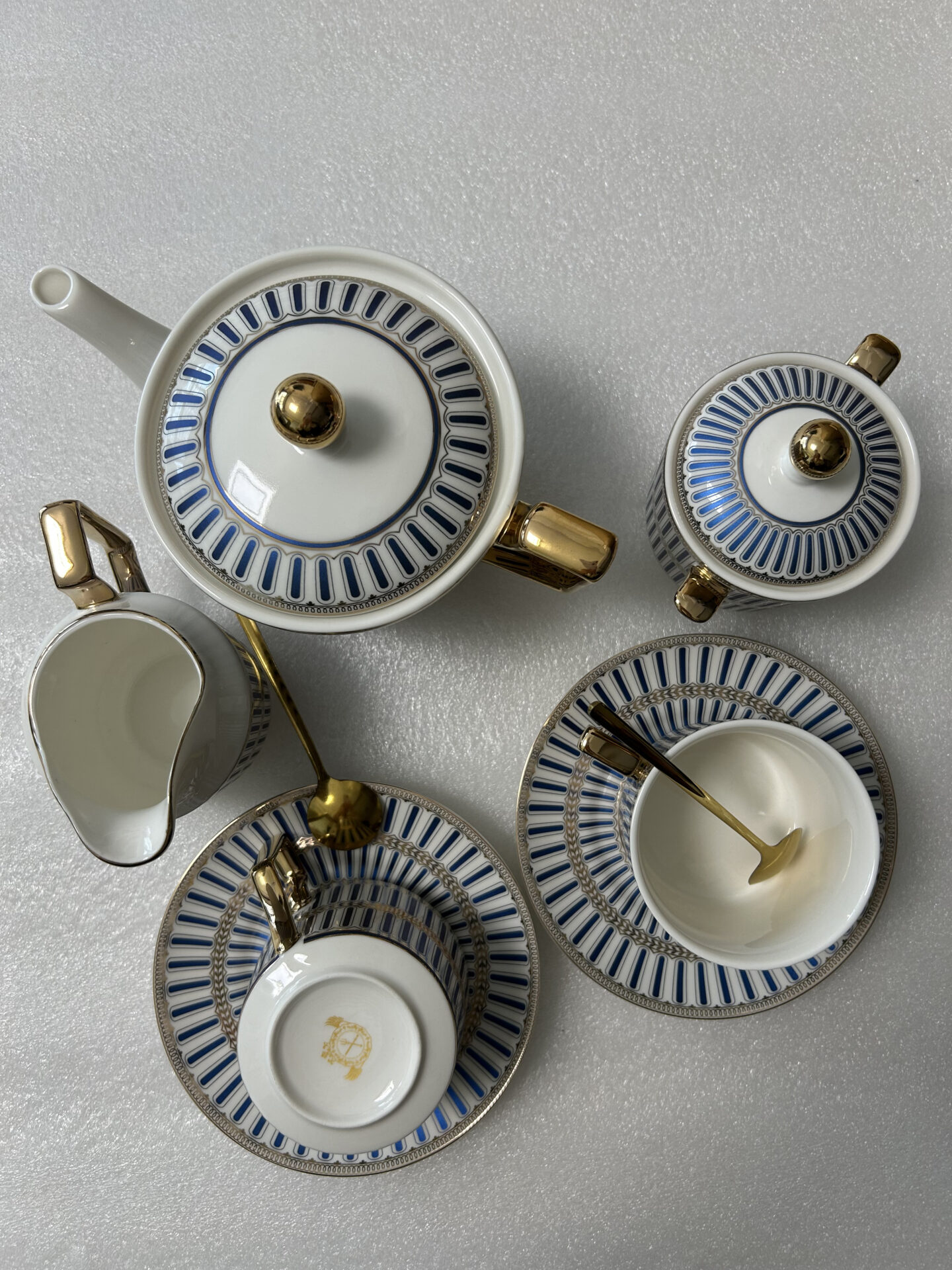 Classic Blue Striped English Tea Set Porcelain Teapot Set photo review