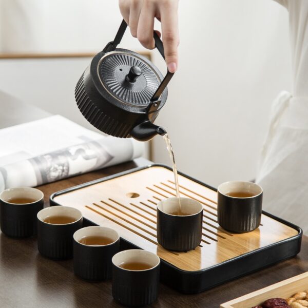 GUANYI Porcelain Tea Set with Portable Gift Box Black 2