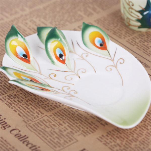 Creative Peacock Cup and Saucer Set with Spoon 4