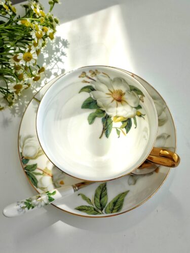 Camellia Tea Cup and Saucer Set Bone China photo review