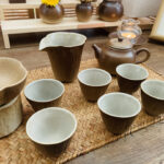 Rustic Pottery Chinese Tea Set with Wood-Fired Brown Glaze photo review
