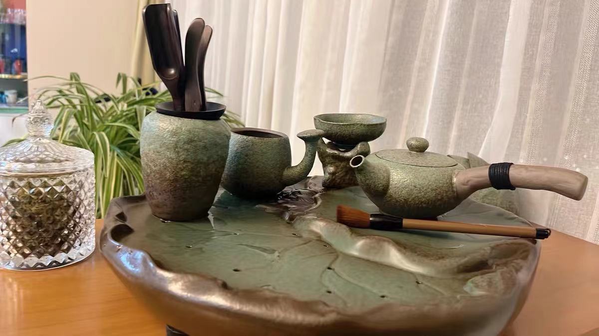 Lotus Japanese Gongfu Tea Set Rough Pottery photo review
