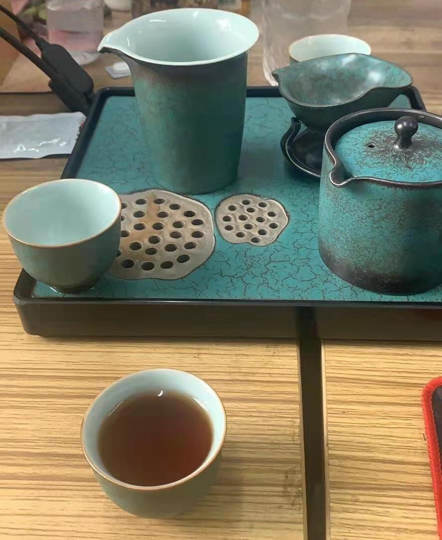 Click to view full screen Green Lotus Japanese Gongfu Tea Set with Tray photo review