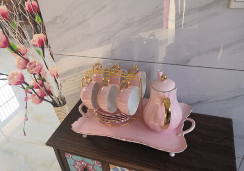 Pumpkin Tea Set with Tray Porcelain Teapot Set photo review