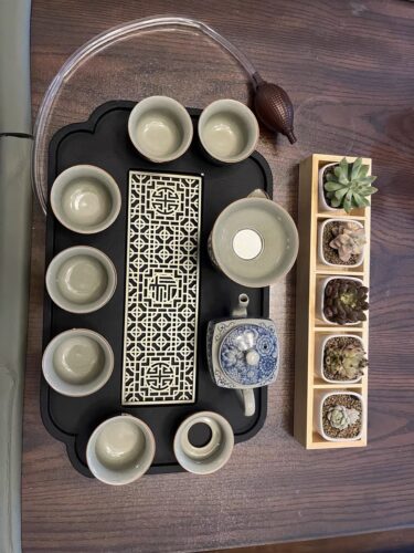 Vintage Chinese Gongfu Tea Set Porcelain Blue and White photo review