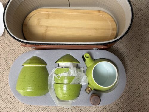 Click to view full screen Portable Japanese Travel Tea Set Ceramic with Case photo review