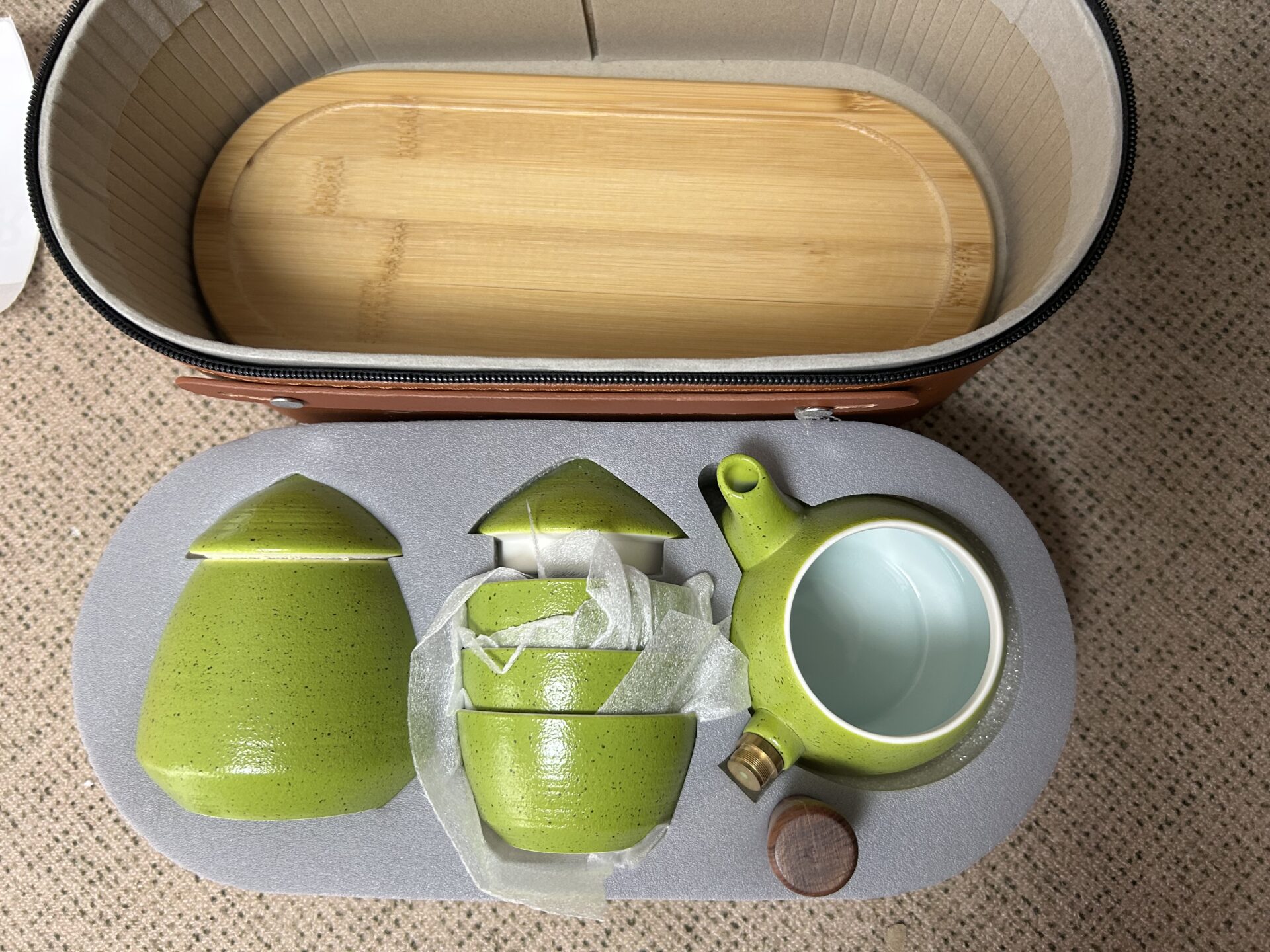 Click to view full screen Portable Japanese Travel Tea Set Ceramic with Case photo review