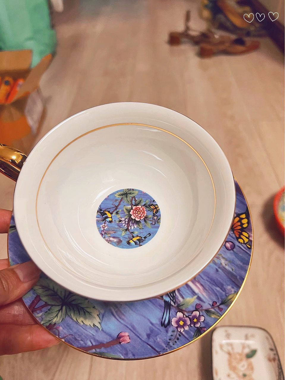 Bird Tea Cup and Saucer Set Bone China Blue photo review