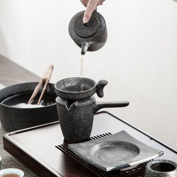 GUANYI Charms Porcelain Chinese Kung Fu Tea Set Black 18pcs 4