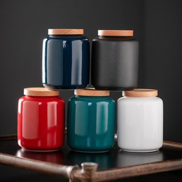 8x6.5cm Porcelain Tea Box Storage Cans  Solid Color 1