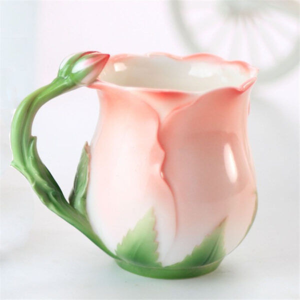 Creative Rose Ceramic Tea Mug With Spoon 4
