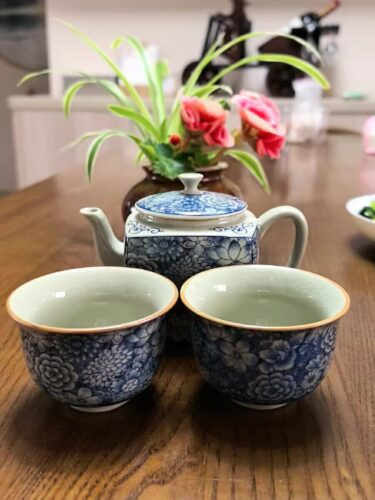 Click to view full screen Vintage Chinese Gongfu Tea Set Porcelain Blue and White photo review