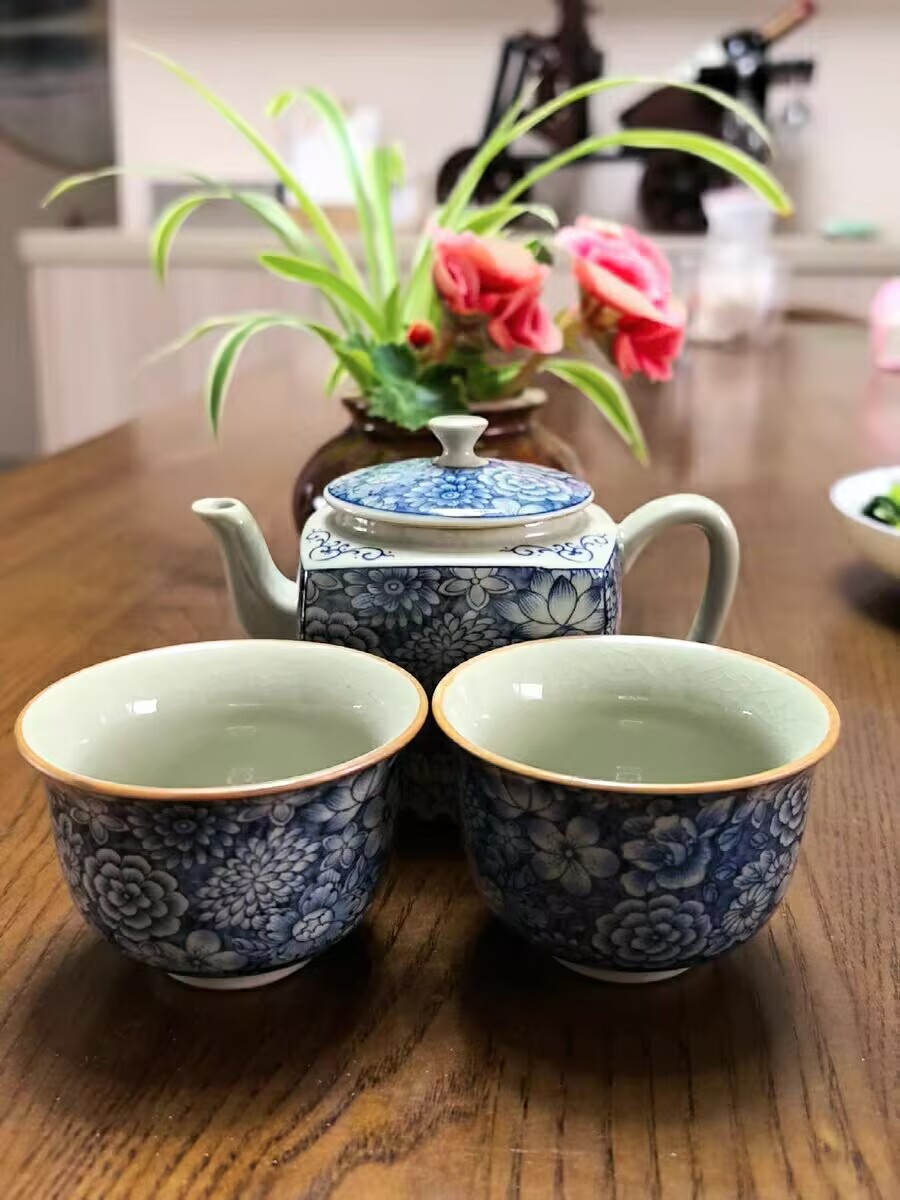 Click to view full screen Vintage Chinese Gongfu Tea Set Porcelain Blue and White photo review