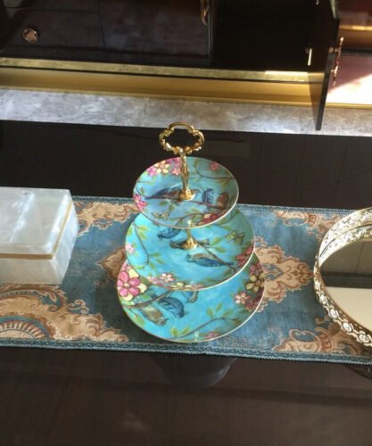 Blue Bird Cake Stand Bone China Tiered Server photo review