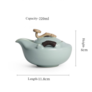 490718120 1 Blue Sky Chinese Teapot Ceramic with Ruyi Handle 7.4 Oz