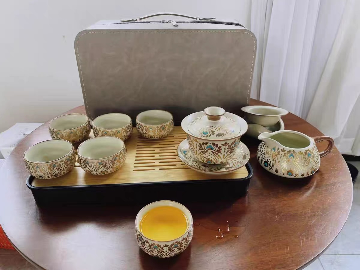 Click to view full screen Dunhuang Chinese Travel Tea Set Portable with Case photo review