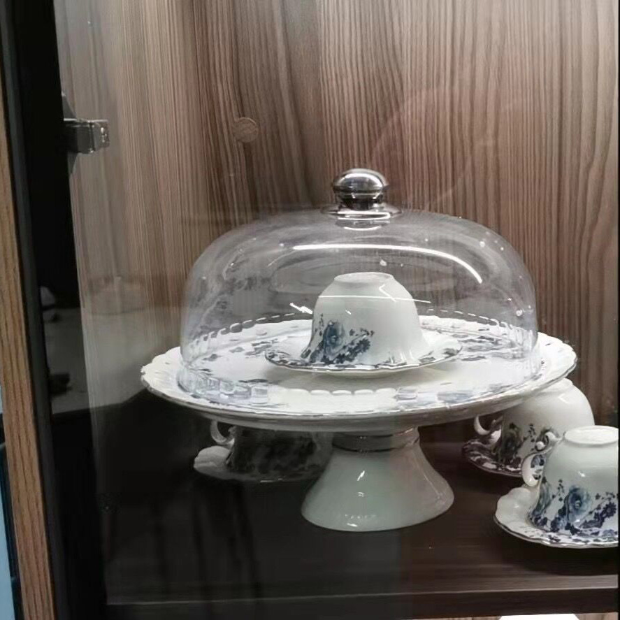 Blue and White Cake Stand Porcelain with Dome photo review