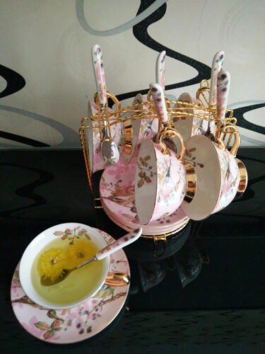 Pink Bird Tea Cup and Saucer Set Bone China photo review