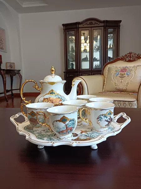 Click to view full screen Jungle English Tea Set with Tray Porcelain Teapot Set photo review