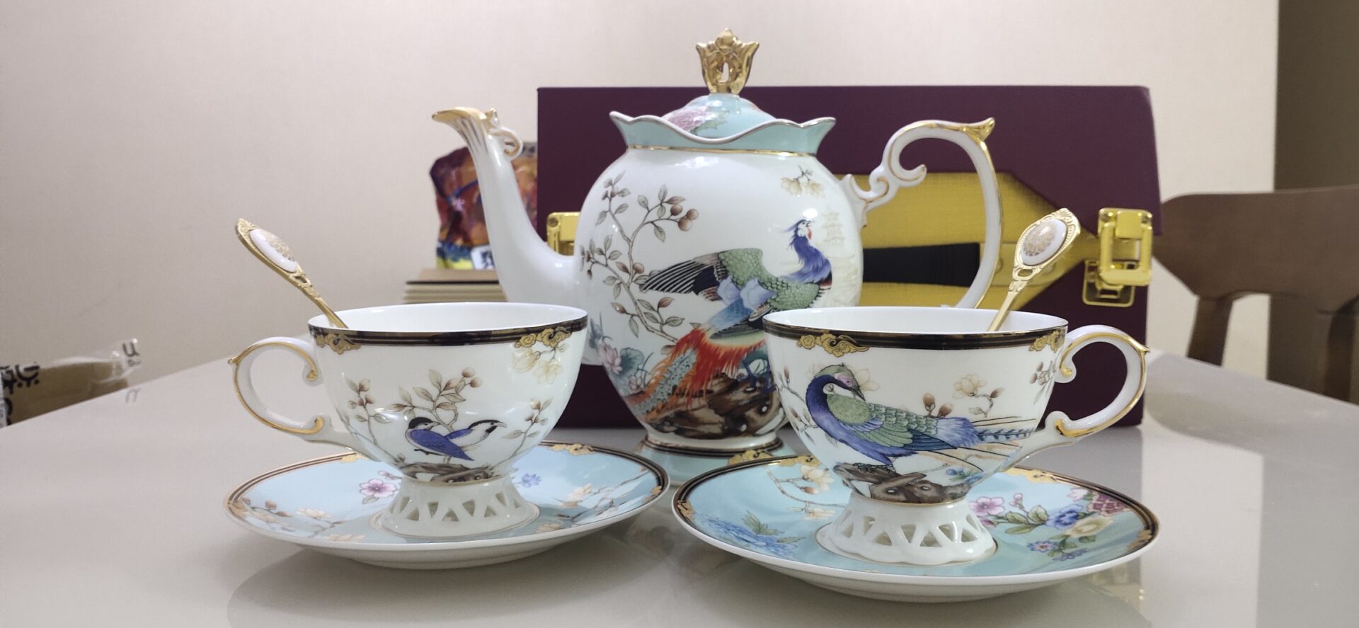 Click to view full screen Vintage Phoenix English Tea Set Bone China photo review