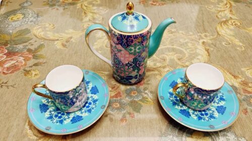 5-Piece Coulorful Turkish Tea Set Bone China Coffee Set photo review