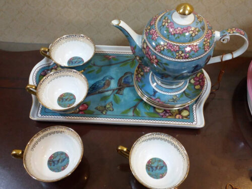 Click to view full screen Blue Bird Serving Tea Tray Bone China photo review