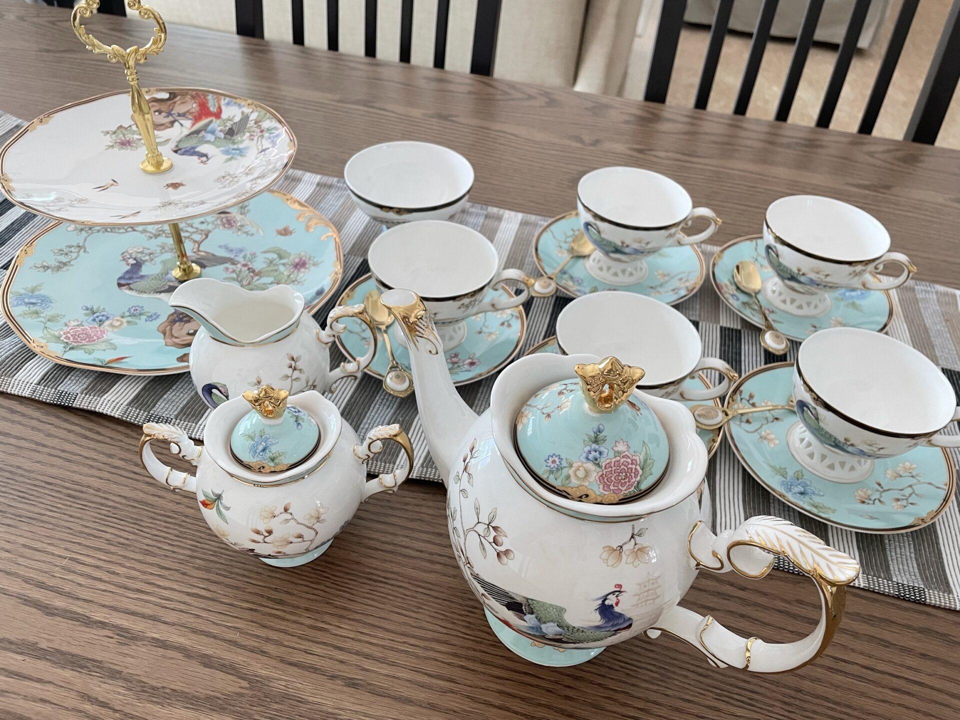 Click to view full screen Vintage Phoenix English Tea Set Bone China photo review