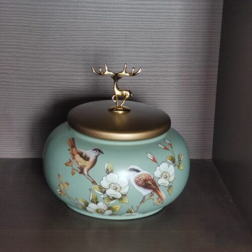 Click to view full screen Green Tea Caddy Ceramic Loose Tea Tin photo review