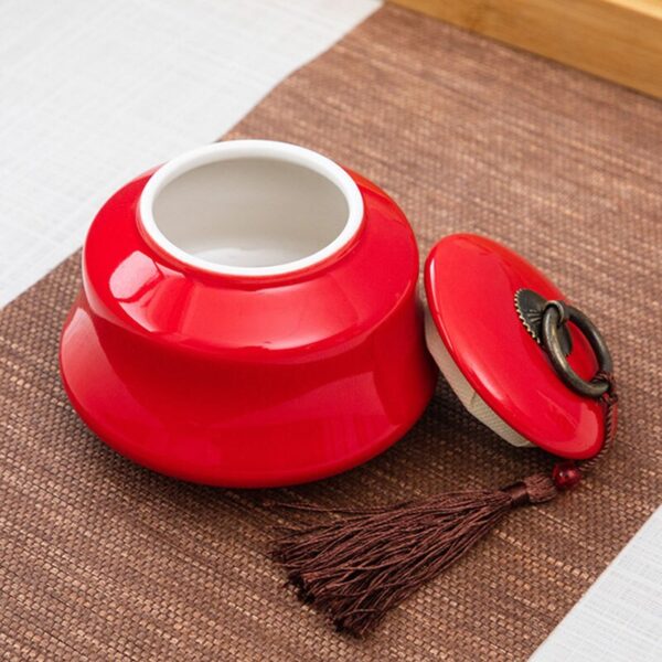 11x9cm Portable Porcelain Tea Box Chinese Red 4