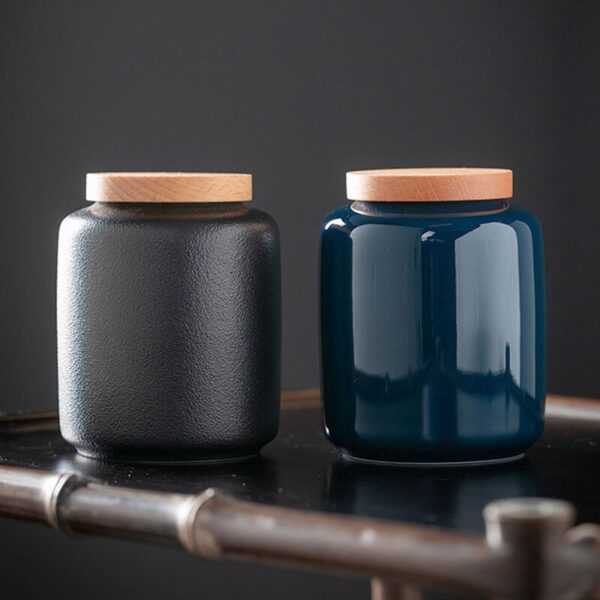 8x6.5cm Porcelain Tea Box Storage Cans  Solid Color 3