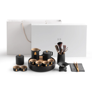 66885066 1 Pure Black Chinese Kung Fu Tea Set with Tray