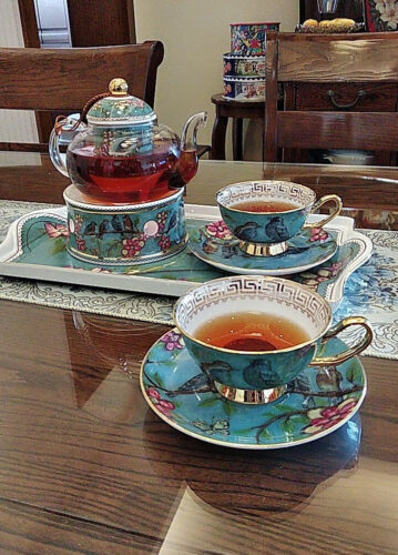 Click to view full screen Blue Bird Serving Tea Tray Bone China photo review