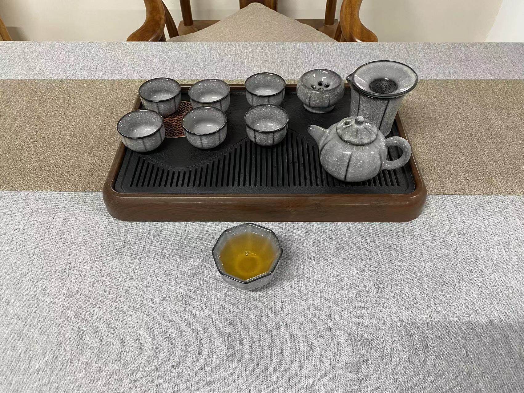 Click to view full screen Black Ice Chinese Kung Fu Tea Set Porcelain photo review