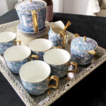 Marble Textured Coffee Set Bone China English Tea Set photo review
