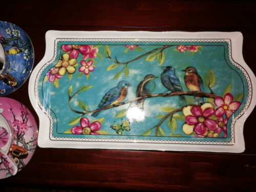 Click to view full screen Blue Bird Serving Tea Tray Bone China photo review