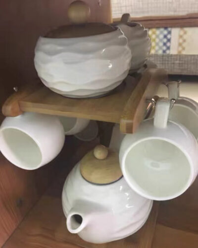 White English Tea Set Porcelain with Creative Shelf 16 Pieces photo review