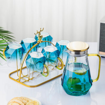 Luxury Glass Teapot Cups Set With Stainless Holder  1
