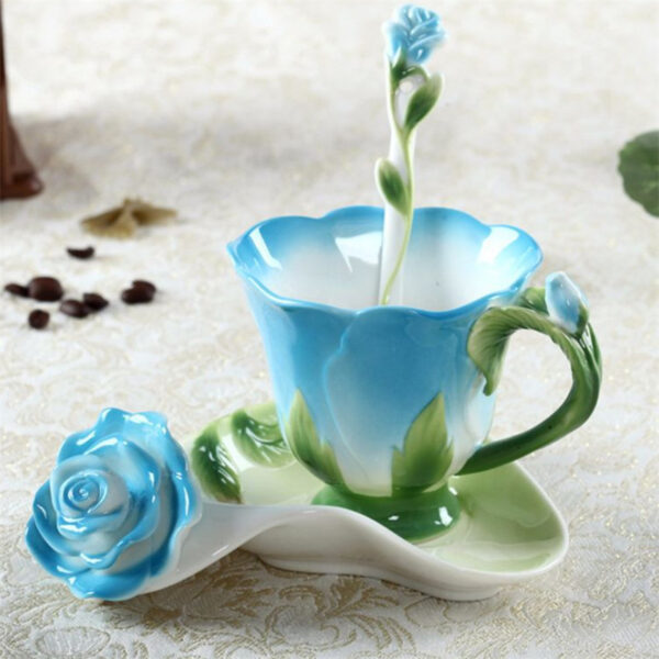 Fashion Rose Cup and Saucer Set with Spoon  18