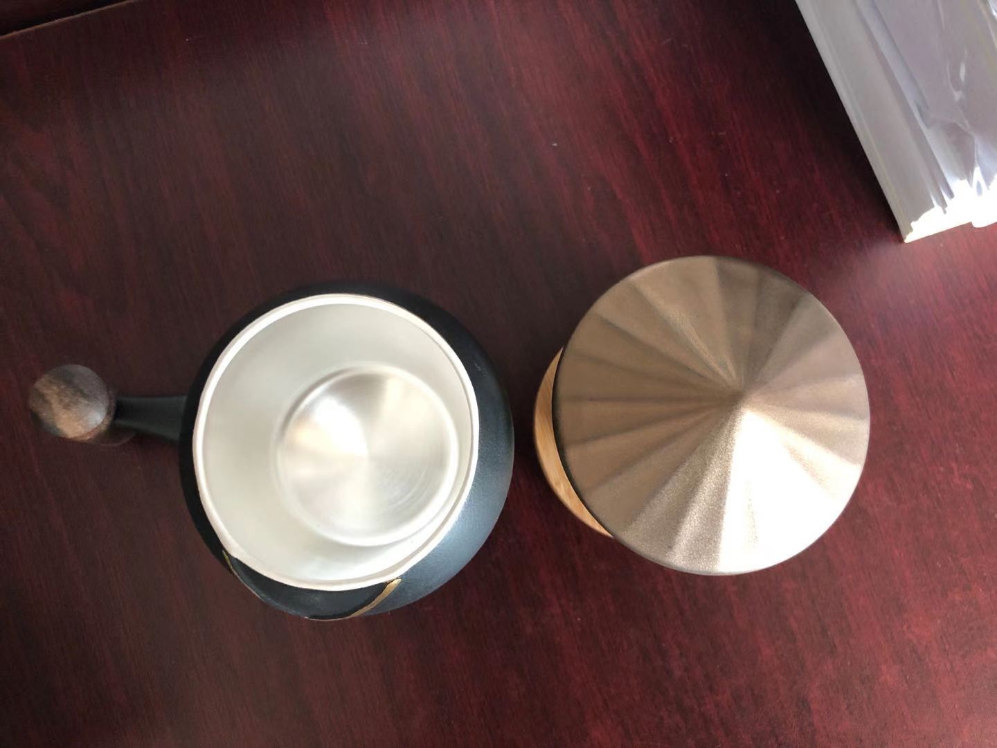 Click to view full screen Jianghu Steeping Tea Mug with Infuser Gilded Silver 13.2 OZ Customized photo review