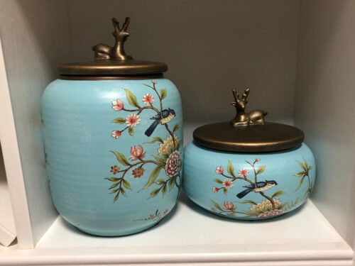 Click to view full screen Flower-bird Tea Caddy Ceramic Loose Tea Tin photo review