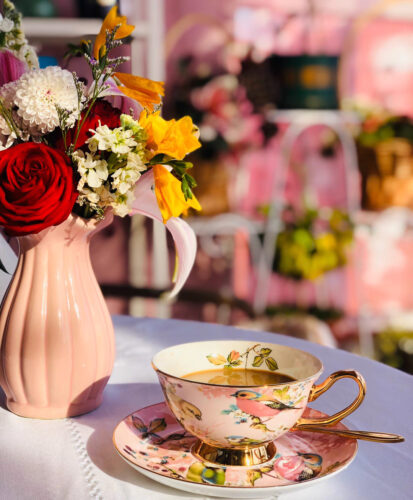 Pink Bird Tea Cup and Saucer Set Bone China photo review