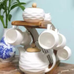 White English Tea Set Porcelain with Creative Shelf 16 Pieces photo review