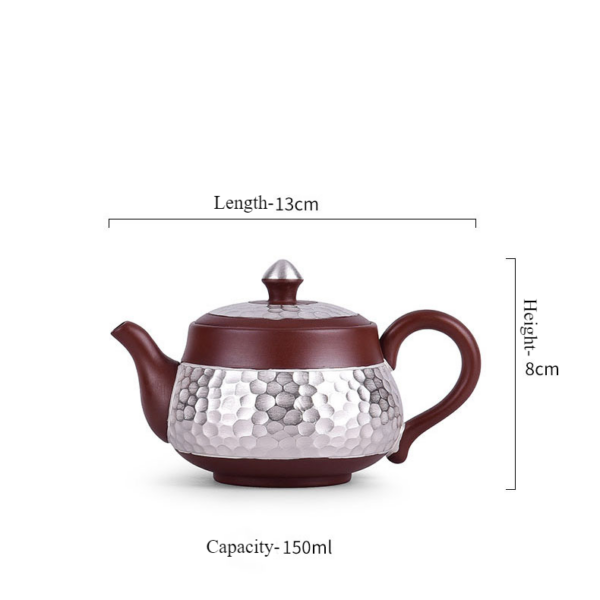 902724060 1 Luxury Yixing Teapot Gilded Silver Purple Clay 5 Oz